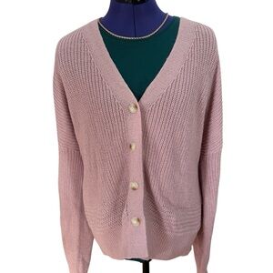 Daily Thread Button-Up Cardigan Mauve Dusty Pink XL